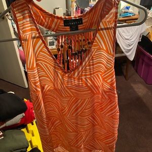 Orange striped dress tank. Size large